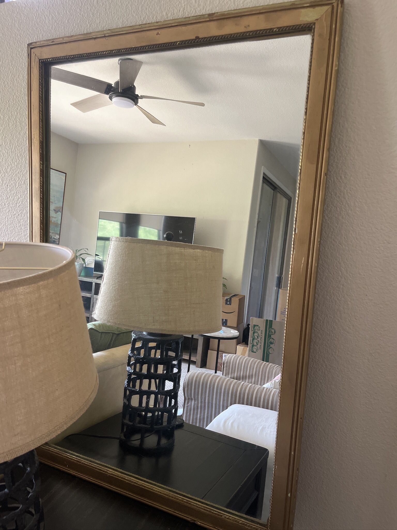 Antique Solid Wood Gold Framed Mirror