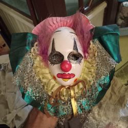 6 Clown Collectible Mask Wall Hanging Porculain 