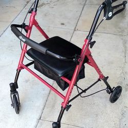 4 Wheel Drive Medical Walker With Seat, Removable Back Support