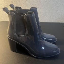 $25 Jeffrey Campbell Womens 9 Stormy Blue Gray Rubber Pull Tab Ankle Booties