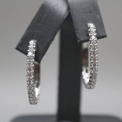 10K White Gold Diamond Hoop Earrings 0.91 CTW - Pre-Owned