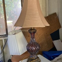 Vintage Murano Glass + Solid Brass Lamp + Shade 