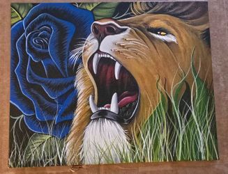Lions with rose
