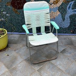 Vintage Plastic Weave Folding Chair 