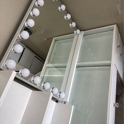 Makeup vanity with mirror