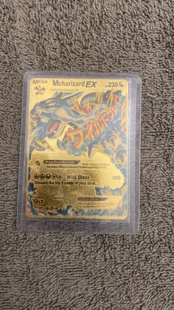 Mega M Charizard EX, Gold Foil Pokemon Card (Fan Art) 'rare'