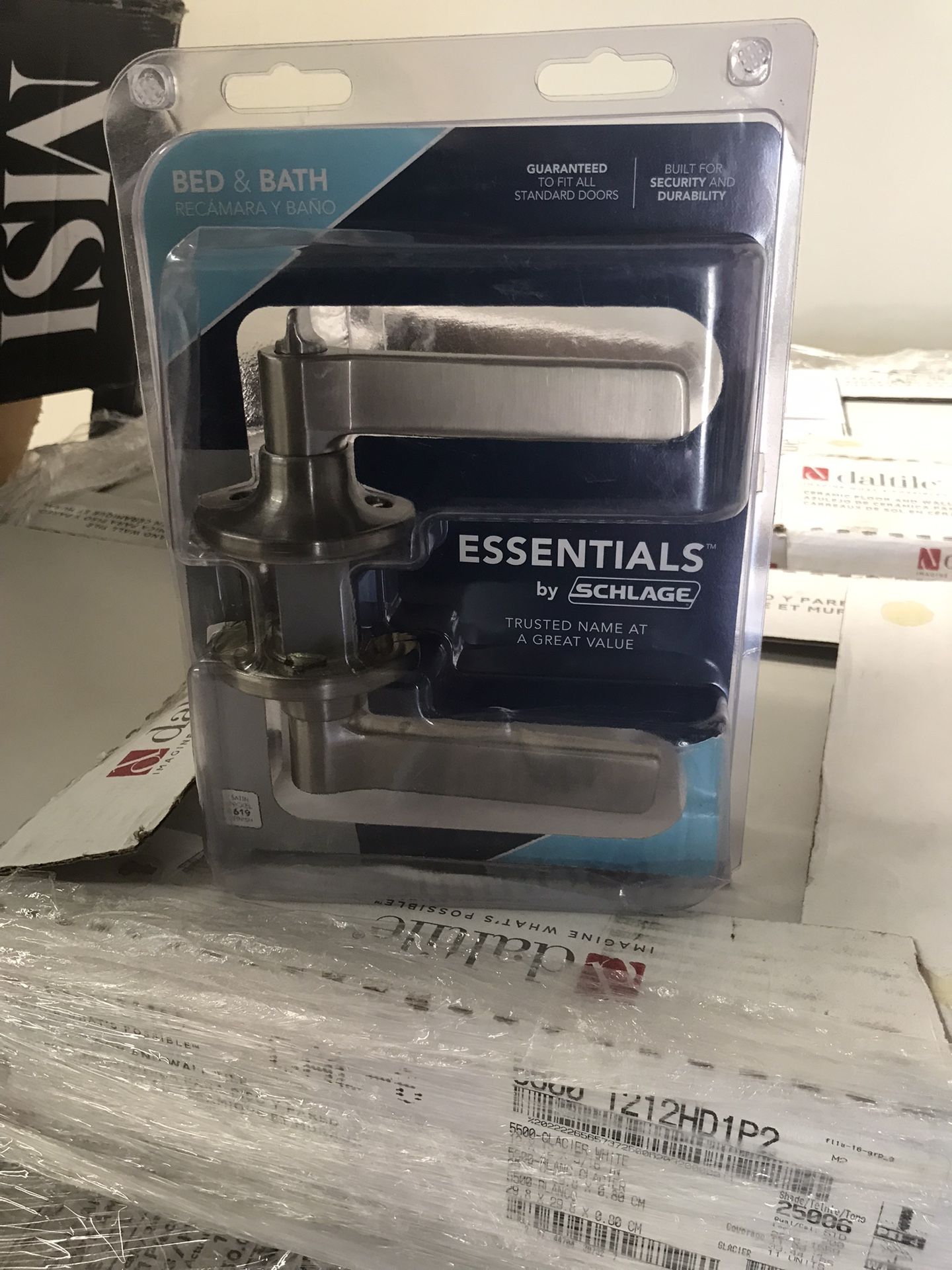 Satin Nickel Privacy Bed/Bath Door Handle by ESSENTIALS by Schlage
