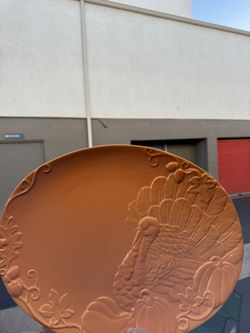 Orange Ceramic Turkey Platter — Thanksgiving
