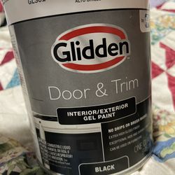 Glidden Door & Trim High Gloss Black Gel Paint 1 Quart - New -