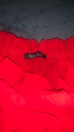Boohoo Red Ruffle Skirt
