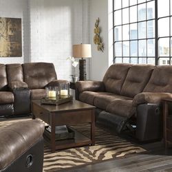 Follett Coffee Reclining Living Room Set (SOFA and LOVESEAT