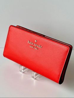 Kate Spade New York Red Continental Wallet Folding Credit Card Holder Logo