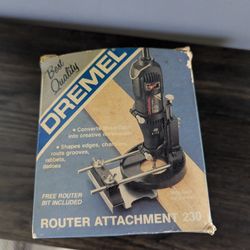 Set Of Vintage Dremel Tools: Saw, Sander, Drill Press, Router, Drills, Bits