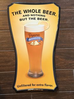 (3) Pyramid Brew Hefeweizen Ale Tin Beer Sign - 26” x 16”