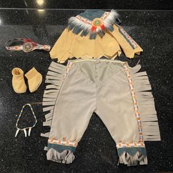Golden Keepsakes Heirloom Native American Doll Costume with Headband & Necklace