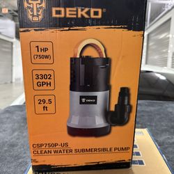 Deko Clean Water Submersible Pump - 1HP - 3302 GPH - 29.5ft Lift - CSP750P-US