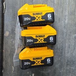 3 DEWALT 20VMAX XR BATTERIES 6.0AH NEW $100 EACH 