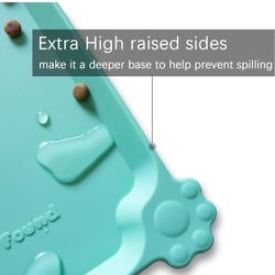 NEW! Hoki Found Large Silicone Pet Mat Food Tray (TEAL) 22" x 14"