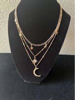 Jewelry Bohemian Necklace Layered Moon Stars