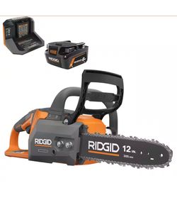 NEW IN BOX Shop RIDGID 18V Brushless 12 in. Electric Battery Chainsaw with 6.0 Ah MAX Output Battery and Charger