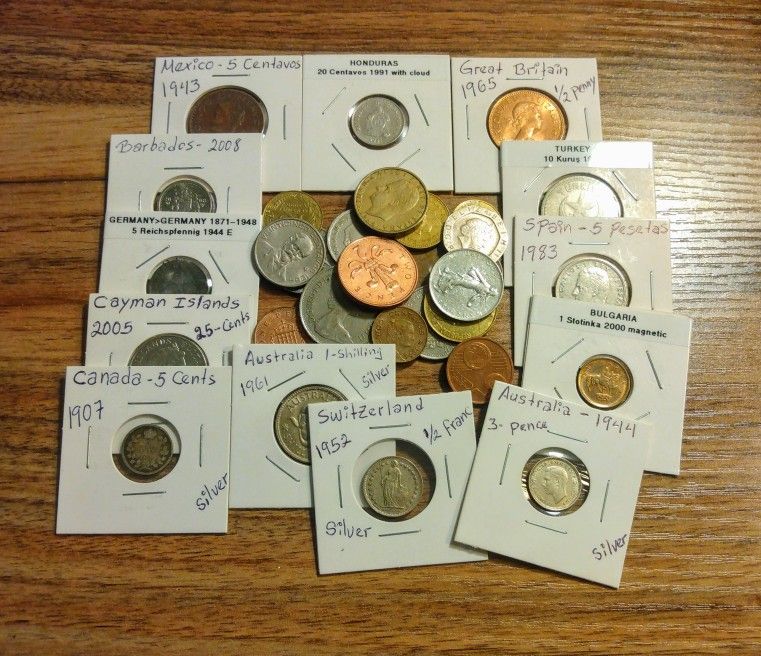 Lot of (30) World Coins- 4 Silver for Collecting