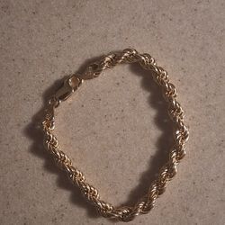 THICK 8 Inch Brand New14 K Gold Over 925 Sterling Silver Rope Bracelet 