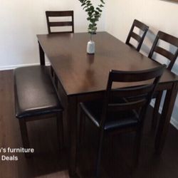 Beautiful! 6-pc Dining Table Set Espresso Solid Wood ($350 No Tax) 