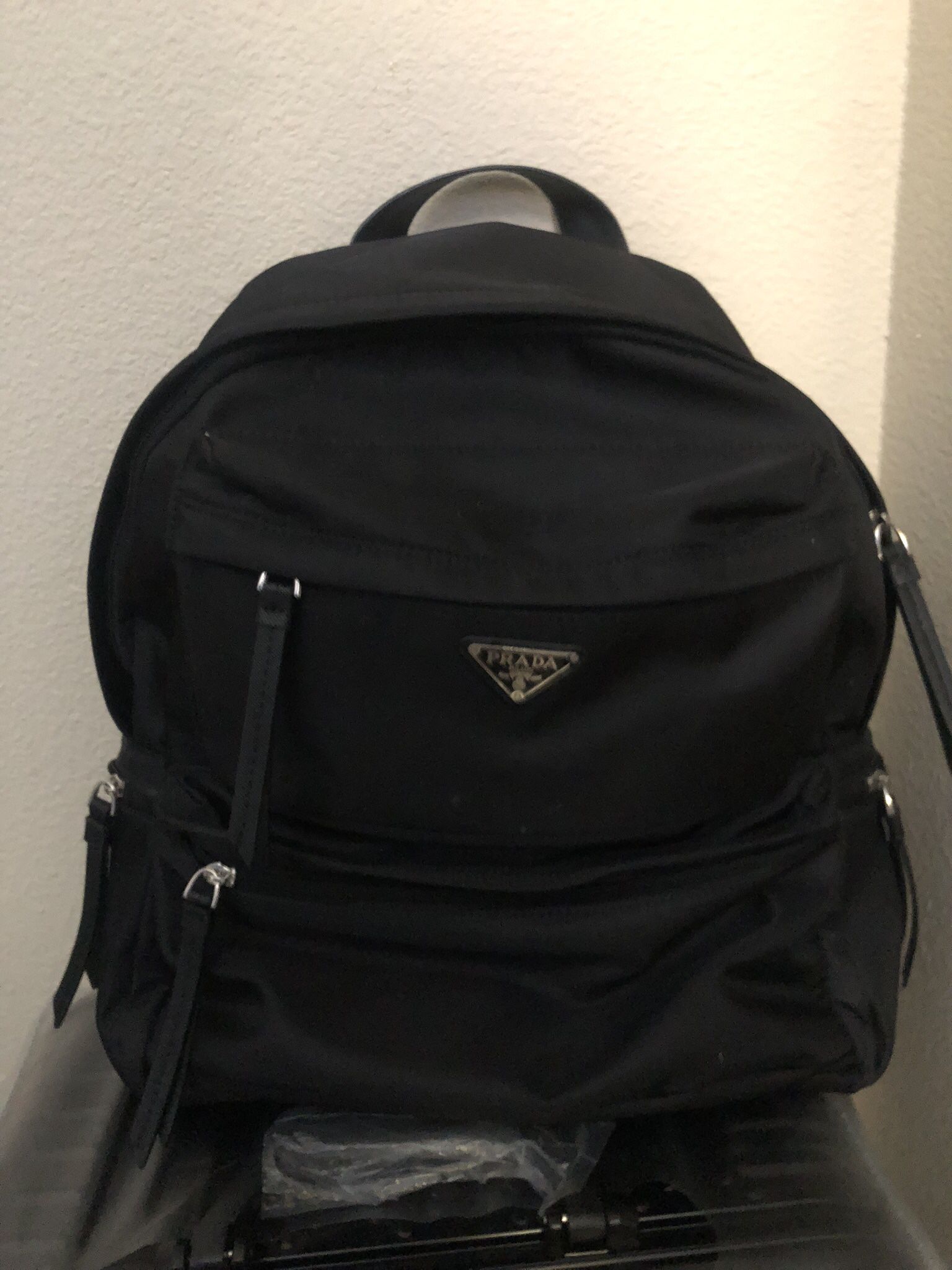 Prada Backpack Bag Shoulder Black Nylon New 