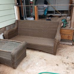 Rattan Sofa $ Coffee Table