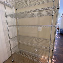 Shelves Rack H72”, W48”, Deep18” In BOCA RATON- Metal Shelf Rack 6 adjustable Shelves w. Wheels Heavy Duty 