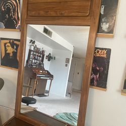 Vintage Mid century modern teak wood mirror