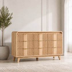 NEW! 9D natural oak color dresser with fluted drawers