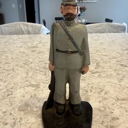 Vintage Cast Iron Confederate Civil War Soldier Door Stop All Original 7.5 Inch