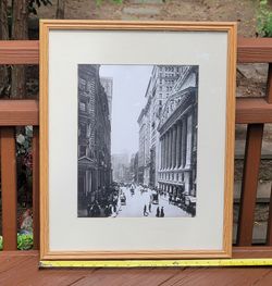 Framed Vintage NYC Wall Street Black & White Print