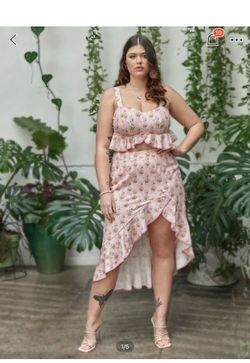 SHEIN Plus Ruffle Hem Floral Cami and Top 2X