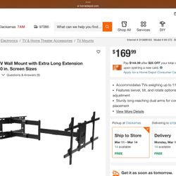 Full Motion TV Wall Mount with Extra Long Extension for 42 in. to 80 in. Screen Sizes