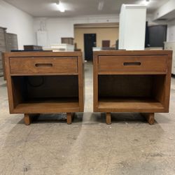 Price For Both - 2 Mid Century Modern Style Nightstands with Outlet / Nightstand Set / End Tables / Side Tables  