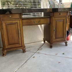 Black Granite Top Double Cabinet With Drawer
