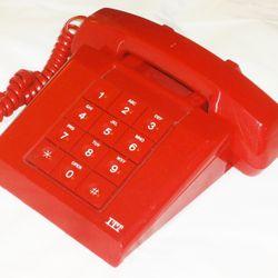 Vintage Small Red Push Button Dial Phone