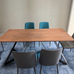 Wooden Dining Table + 6 Chairs 
