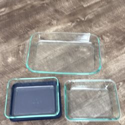 Pyrex Glass Bakeware Lot 13x9 + (2) 9x6 Dishes Oven Safe Kitchen Set