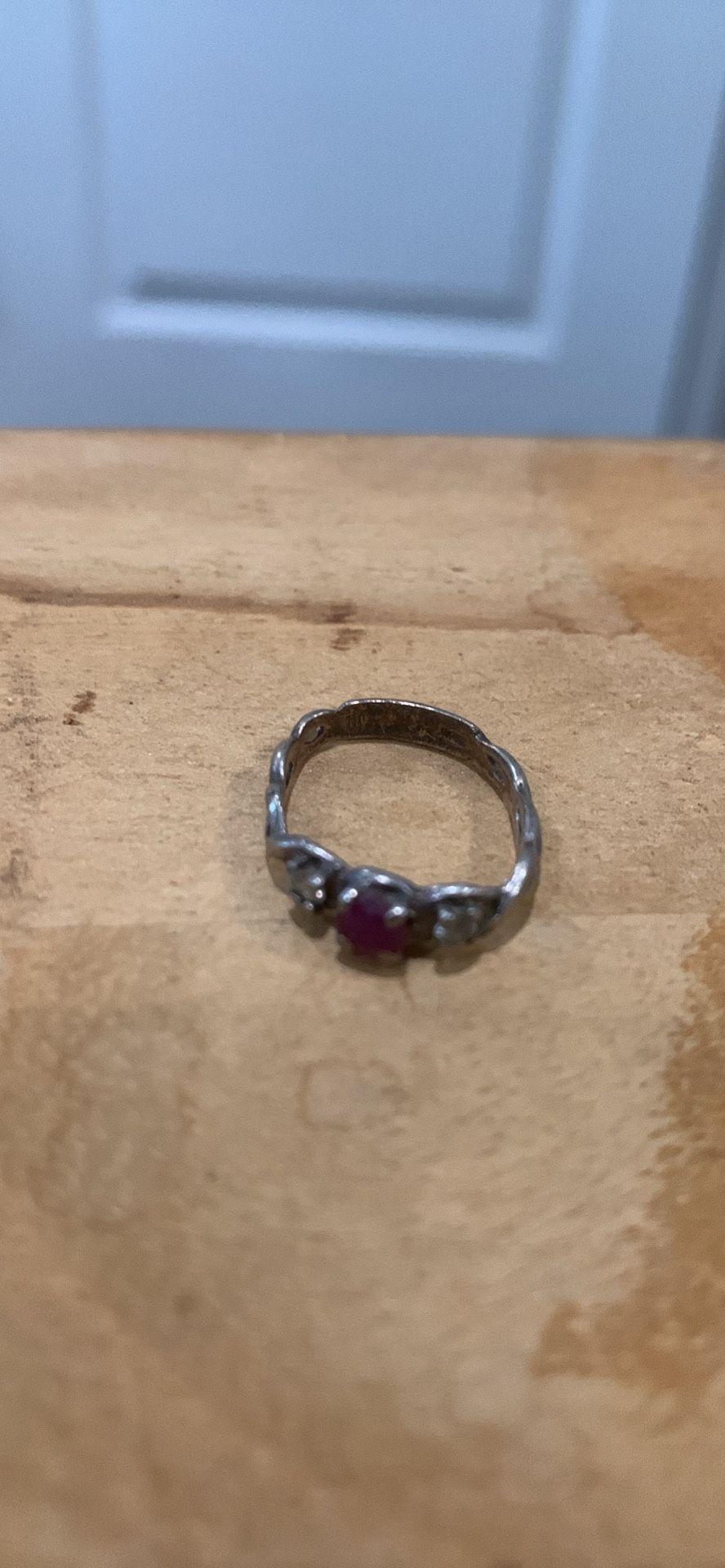 Sterling Silver&Ruby Pinky Ring