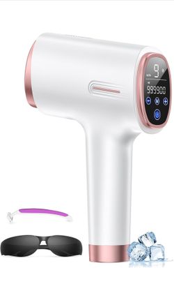 Laser Hair Removal for Women & Men, 45°F Ice-Cooling Contact, with Razor & Glasses