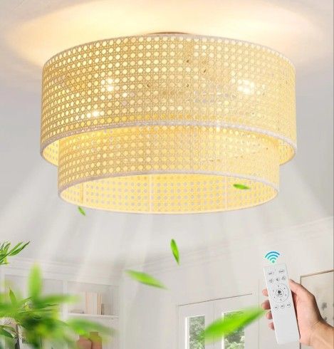 Ainqiant 20in Boho Caged Ceiling Fan With Lights N Remote 6speed Reverse Timer Open Box Like New