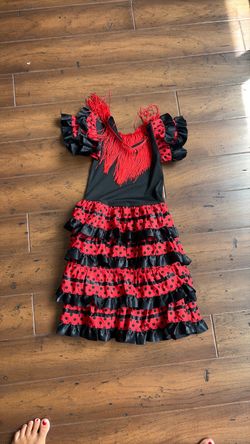 Red and Black Flamenco Dress with Ruffles