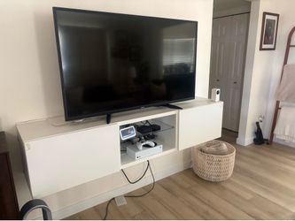 IKEA Besta TV Unit / Media Console – White with Glass Shelf