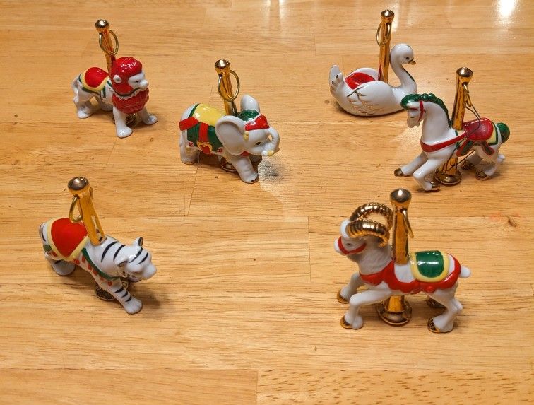 Vintage Roman Carousel Porcelain Ornament, Six