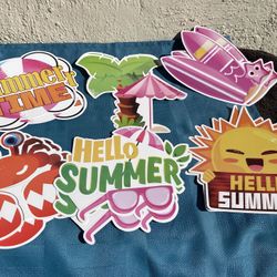 Hello Summer Party Banner And Swirls 