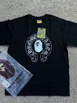black/white chrome heart bape shirt