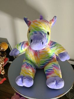 Build A Bear  Horse RAINBOW Plush 18" Stuffed Animal Bean Bag Hooves